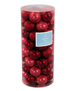 8cm Shatterproof Bauble x 48 Burgundy (Matt, Shiny, Glitter)