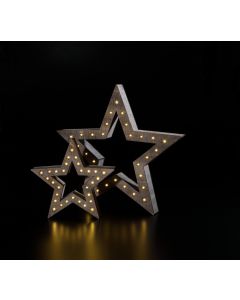 S/2 Rustic Wooden Stars 50cm & 30cm