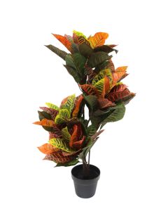 Artificial Real Touch Croton Tree Green/Orange 100cm