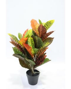 Artificial Real Touch Croton Plant Green/Orange 70cm