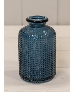 Blue Dimpled Glass Bottle (10cm)