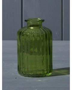 Emerald Green Ribbed Glass Bottle (10cm)