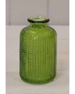 Emerald Green Dimpled Glass Bottle (10cm)
