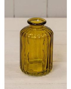 Yellow Ribbed Glass Bottle (10cm)