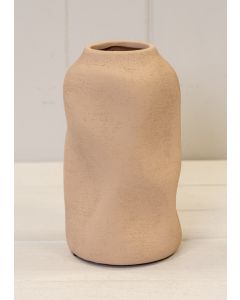 Tan Medium Textured Sculptured Vase 17cm