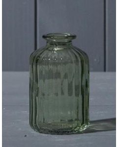 Vintage Green Ribbed Glass Bottle (10cm)
