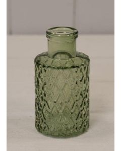 Vintage Green Mini Geometric Glass Bottle (9.2cm)