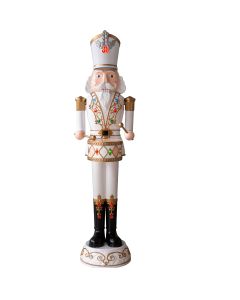 1.8 Meter LED & Musical Animated Nutcracker White/Gold