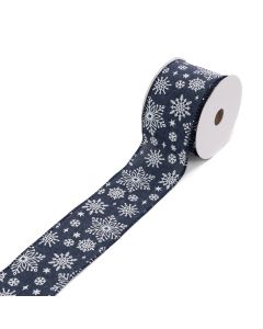 Linen Ribbon W/Snowflakes 2.5