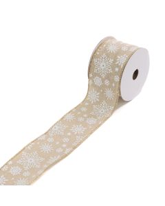 Linen Ribbon W/Snowflakes 2.5