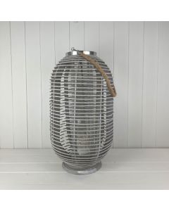 Greywashed Rattan Lantern 57cm