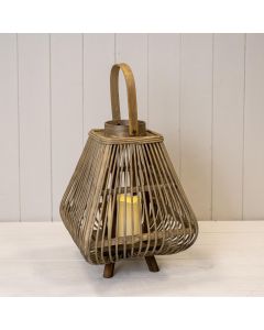 Bamboo Lantern W/LED Candle 32cm