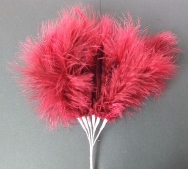 Fluff Feathers x 6 Stems x 6 Bunches Clarret-0