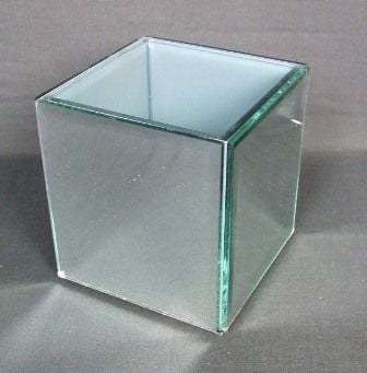 12 x 12 x 12cm Bevelled Square Mirror Vase-0