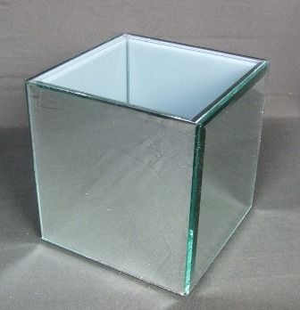 14 x 14 x 14cm Bevelled Square Mirror Vase-0
