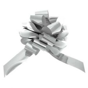 50mm Silver Pullbow Metallic Pk 20s-0