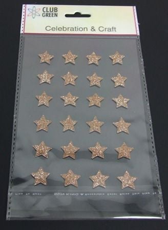 Self Adhesive Glittered Star Gold x 24-0