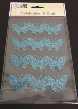 Self Adhesive Glittered Butterfly Turquoise x 12-0