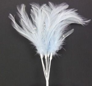 Diamonte Feathers Pale Blue x 3 Bchs-0