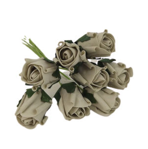 Colourfast Foam Rose Bud x 8 Heads App 3cm Silver-0