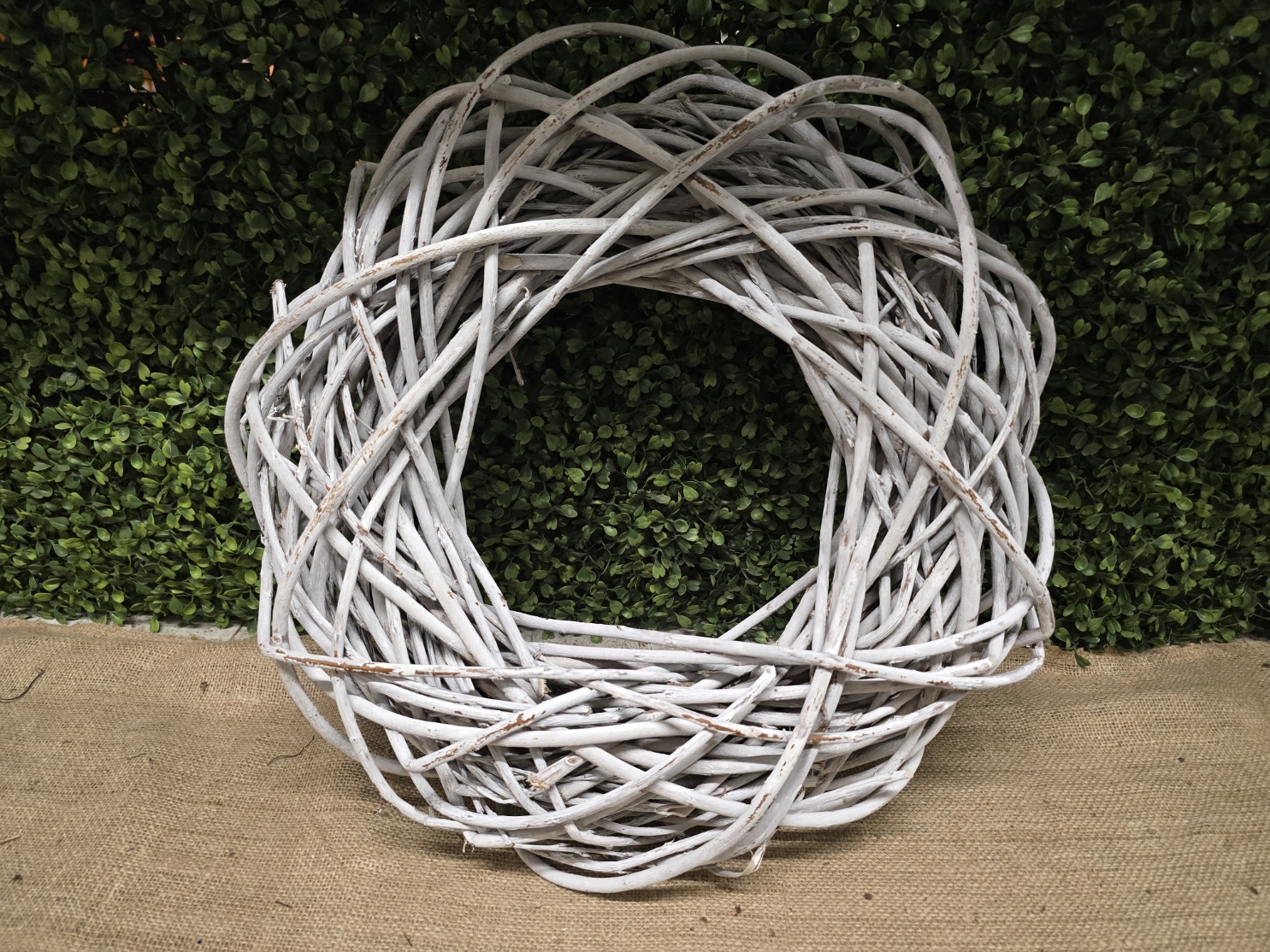 Wreath Willow 40cm Stone Washed White
