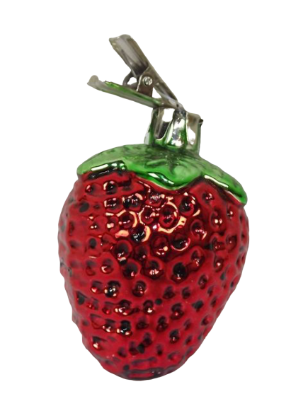 7cm Glass Strawberry Clip-Red-0
