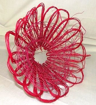 Rattan Bouguet Holder Wild With Straw 12" Red-0
