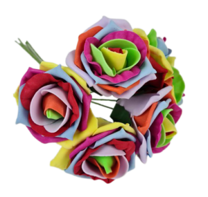 Colourfast Cottage Foam Rose x 6 Heads Rainbow-0