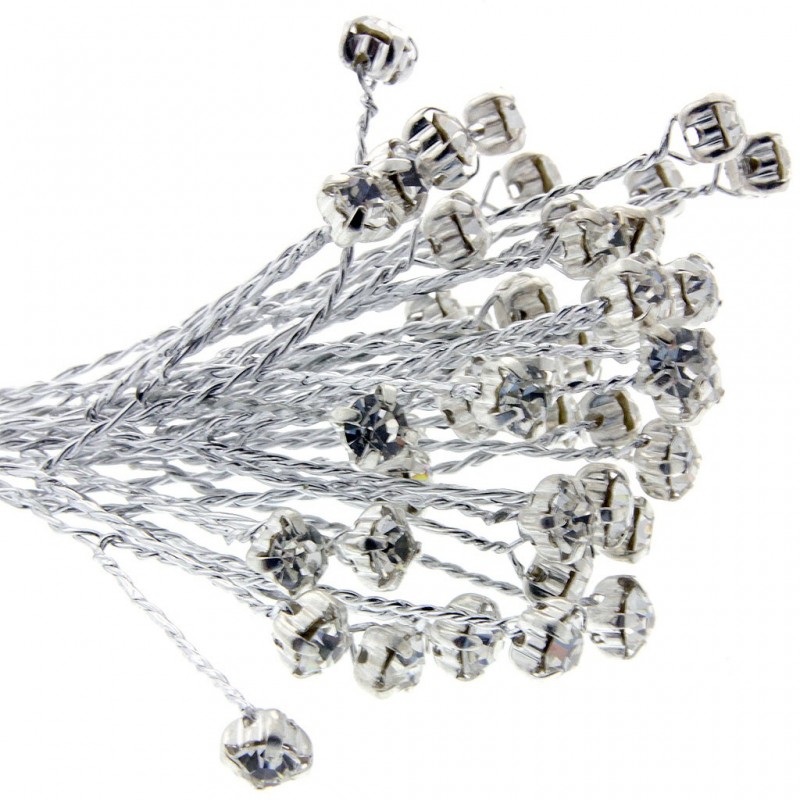 4mm Diamante Branch - Silver (3bunches x 6 stems per bag)-0