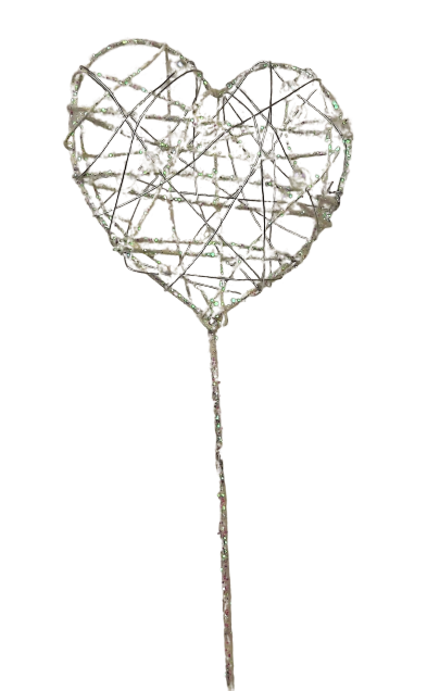 Glittered Heart Wand White/Iridescent 7 x 30cm-0