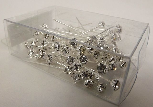 4mm Diamante Corsage Pin Silver x 72 Pins-0