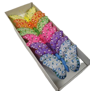 10cm Feather Butterfly - Lil/Pk/Yel/Gr/Bl & Or x 12-0