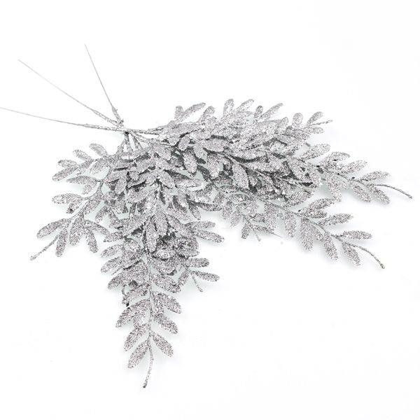 40cm Berberis Spray Glittered Silver-0
