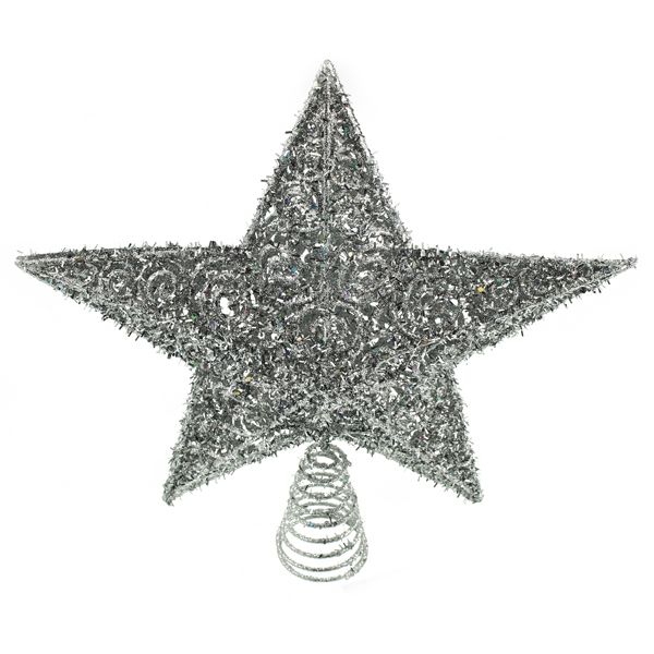 30Cm Star Tree Topper Silver