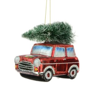 Glass Mini With Tree 10Cm Red-0