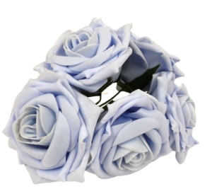 Large Cottage Foam Rose 8cm x 5 Heads Baby Blue-0