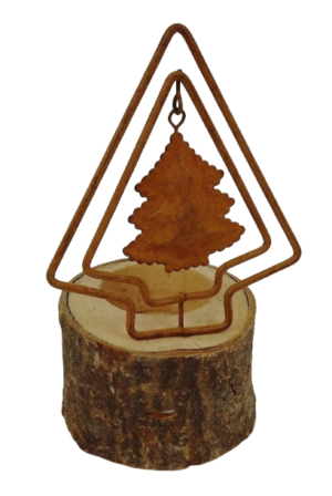 1 Metal/Wood Candle Holder Tree Rust Ø9.5X15Cm-0