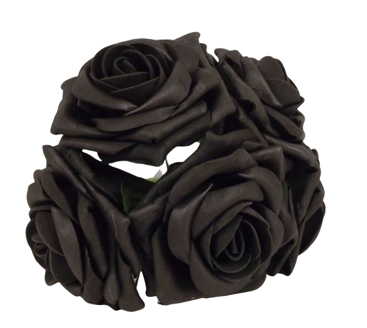 Large Cottage Foam Rose 8cm x 5 heads Black-0