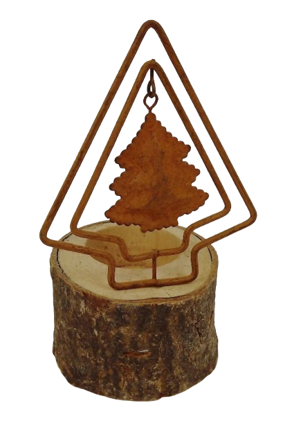 1 Metal/Wood Candle Holder Tree Rust Ø9.5X15Cm-0