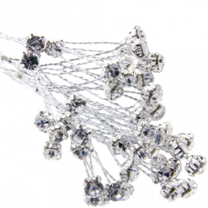 5mm Diamante Branch Silver (3 Bunches x 6 Stems)-0