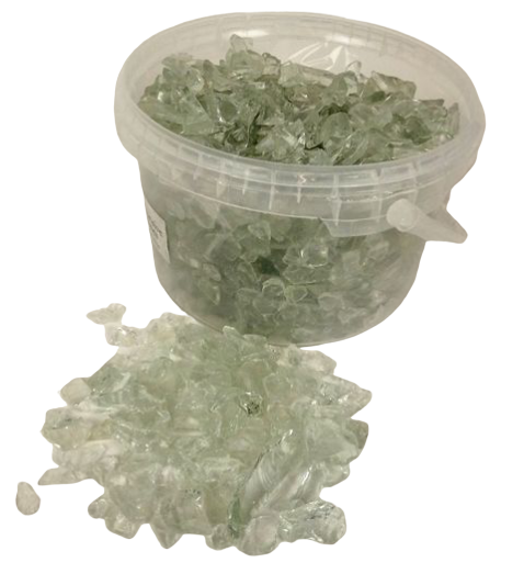 10-20mm Clear Glass Stones In Bucket App 3.5kg-0