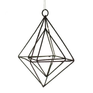 15cm Glittered Hanging Rhombus Black-0