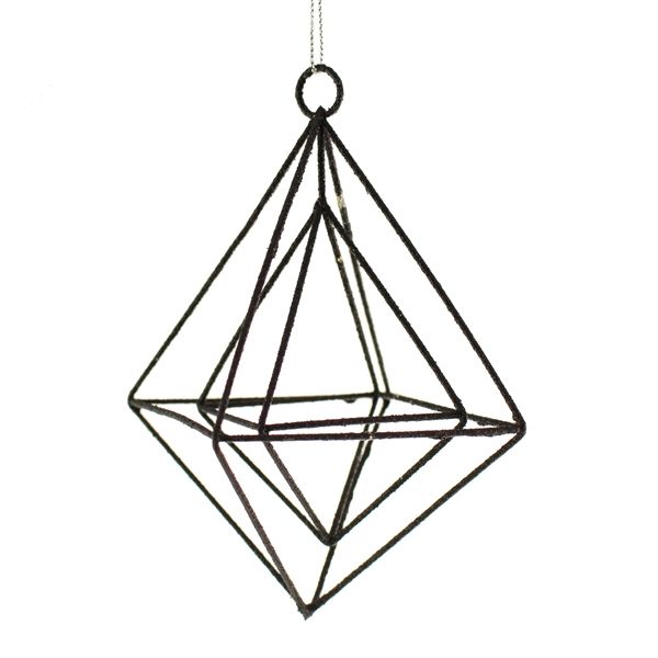 15cm Glittered Hanging Rhombus Black-0