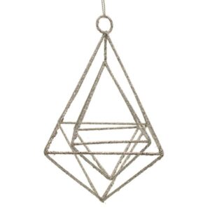 15cm Glittered Hanging Rhombus Silver-0