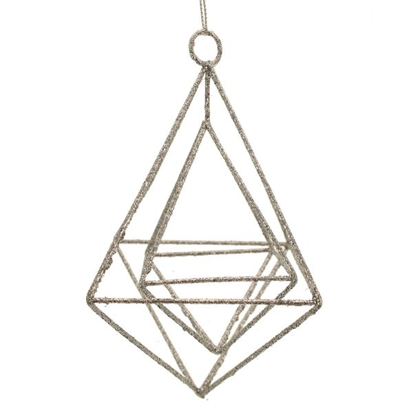 15cm Glittered Hanging Rhombus Silver-0