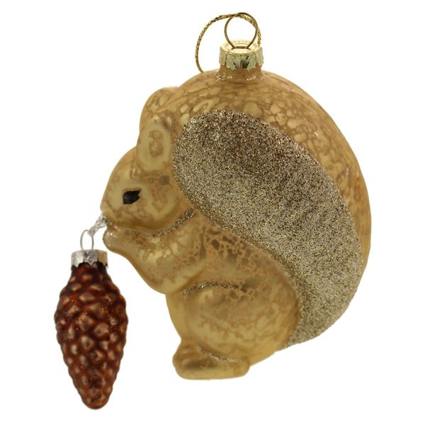 9cm Glass Squirrel with Acorn Gold-0