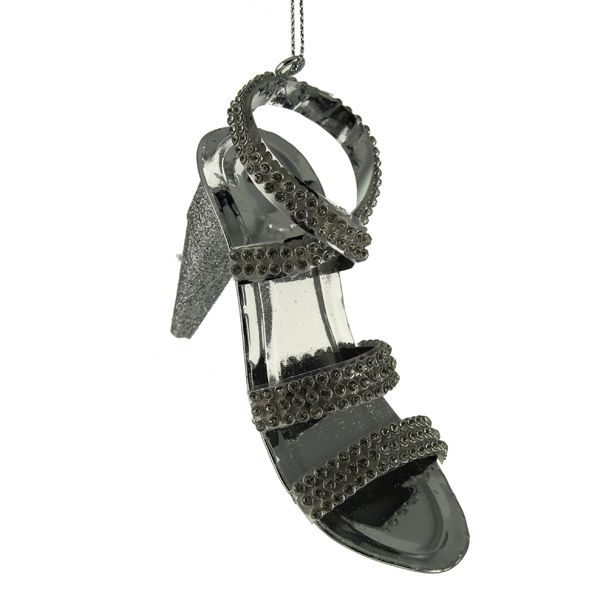 6cm Glittered High Heel Shoe Silver-0