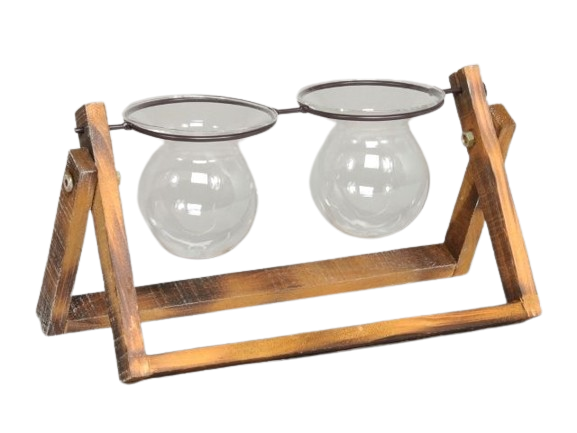 Pc. Frame W/2 Glass Hangers Natural 25.5X 14 Cm-0