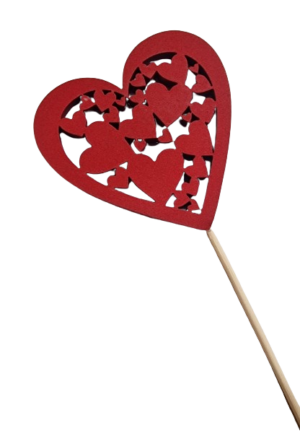 Pack Of 9 Hearts On Stick 50cm Red 10x10cm-0