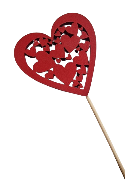 Pack Of 9 Hearts On Stick 50cm Red 10x10cm-0